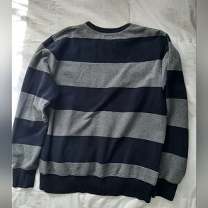 J. Crew Men's Crewneck Sweater - Navy and Gray Stripes L